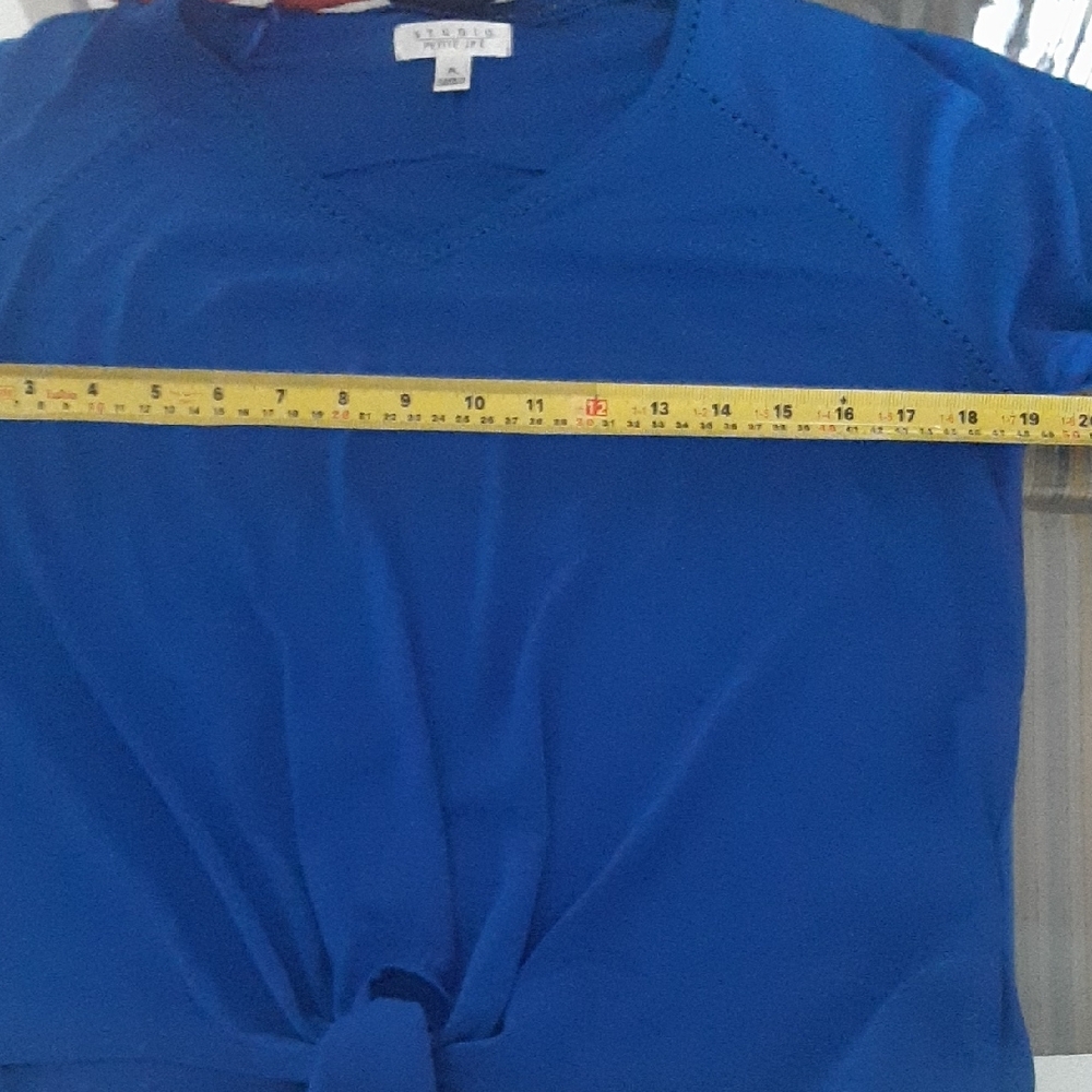 STUDIO๐SO PRETTY Cobalt Blue EUC Tie-Front Long Sleeve Top Sz L - Picture 9 of 9